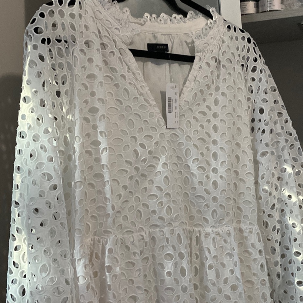 NWT JCREW gorgeous Tiered popover dress in embroidered eyelet